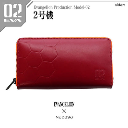 EVANGELION×NADAYA エヴァンゲリオン 長財布 EVA 初号機 零号機 2号機 Mark.06 8号機 ネルフ NERV EVA-890 牛革 本革 ラウンドファスナー 財布