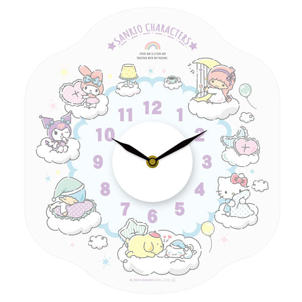 サンリオキャラクターズ ウォールクロック ステッカー 送料無料 WC-SRO サンリオ マイメロ クロミ ポムポムプリン シナモン キキララ ハローキティ 時計 壁 簡単設置 かわいい サンリオキャラクターズ
