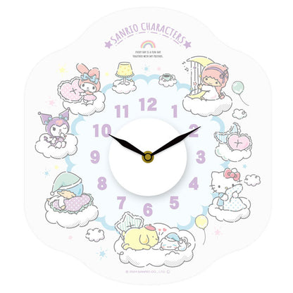 サンリオキャラクターズ ウォールクロック ステッカー 送料無料 WC-SRO サンリオ マイメロ クロミ ポムポムプリン シナモン キキララ ハローキティ 時計 壁 簡単設置 かわいい サンリオキャラクターズ