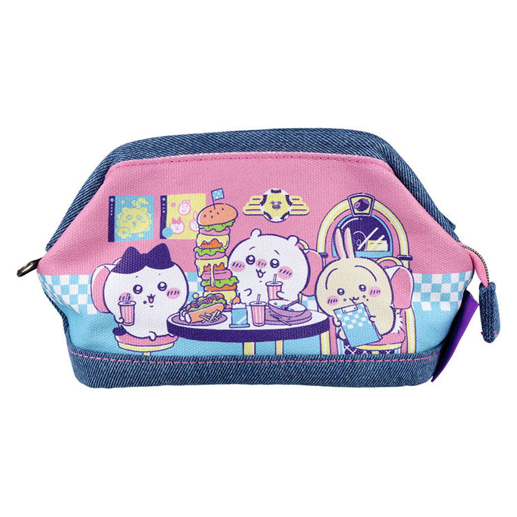 デニムペンケース ワイヤー入り ちいかわ DINER ランチ ディナー 定形外 送料無料 S1430262 S1430270 筆箱 ポーチ コスメポーチ ペンポーチ ハチワレ うさぎ くりまんじゅう ラッコ モモンガ シーサー 古本屋 ハンバーガー ホットドッグDINERランチ