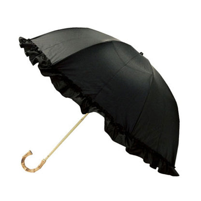 完全遮光 フリル 晴雨兼用 2段折傘 787514 ピンクトリック 傘 折り畳み傘 日傘 軽量 2way UVカット 軽量 遮光率100% 深張り 可愛い シンプル