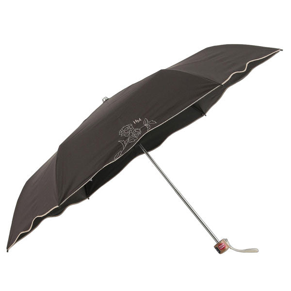 ハナエモリ 晴雨兼用折傘 54cm 送料無料 定形外 27072-72 折りたたみ傘 雨傘 日傘 遮光 遮熱 UV UVカット 日焼け対策 ワンポイントデザイン シンプル ブラック