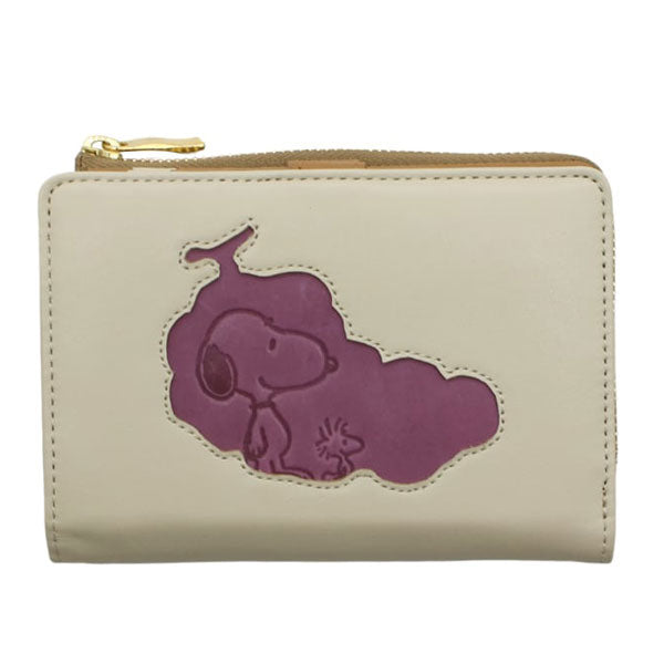 PEANUTS スヌーピー 二つ折り財布 フルーツ 送料無料 73532 財布 SNOOPY ピーナッツ 二つ折り L字ファスナー 本革 レザー おしゃれ かわいい イエロー
