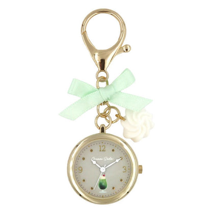 喫茶スイーツチャームウォッチ 時計 定形外 送料無料 N03525A-0 バッグチャーム キーホルダー アクセサリー ウォッチ クオーツ時計 喫茶店 プリン ホットケーキ クリームソーダ リボン かわいい 学生 クリームソーダ