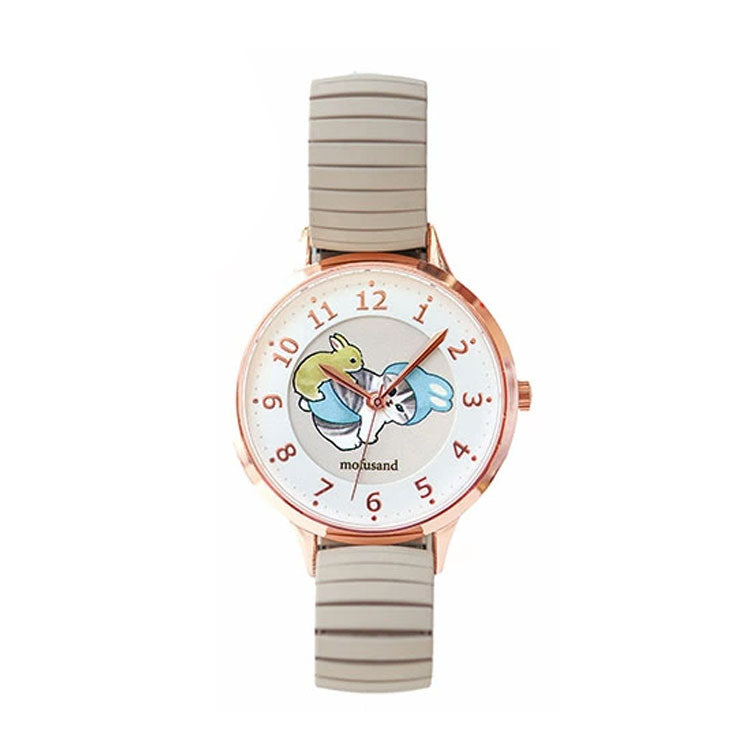 腕時計 もふさんど ジャバラベルト MSD009 定形外 送料無料 モフサンド 猫 ねこ にゃんこ 時計 レディース キッズ 通勤 通学 かわいい アイボリー
