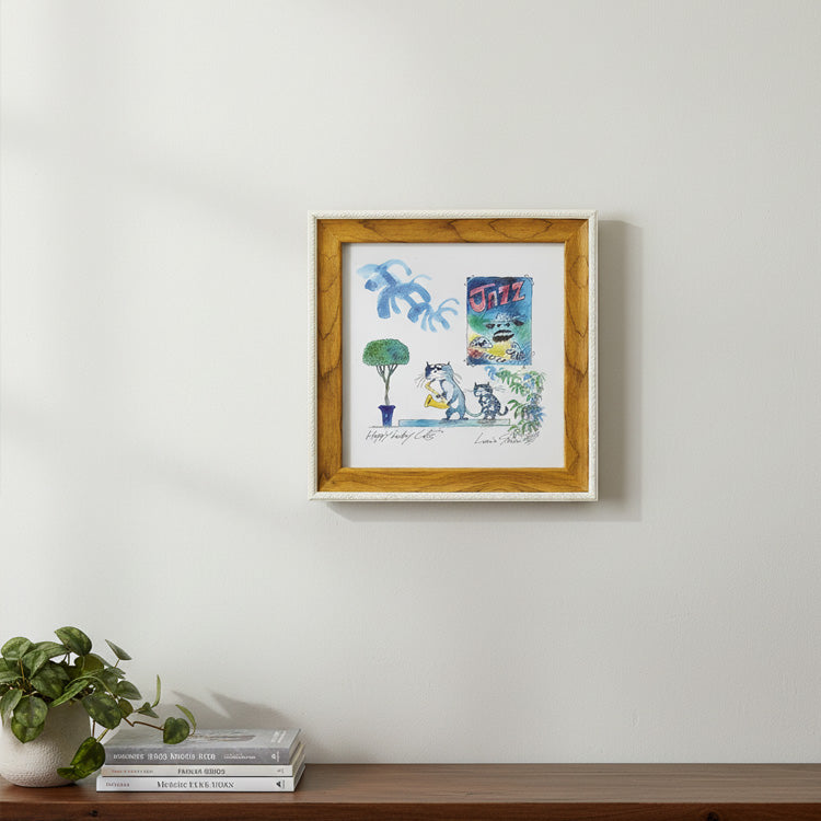 ルイ・シン アートフレーム サックス キトゥン LS-03201 猫 動物 アート JAZZ 音楽 おしゃれ 壁掛け 絵画 版画 額縁 アニマル イラスト