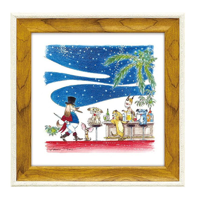 ルイ・シン アートフレーム イブニング パーティー LS-03203 犬 動物 Bar 夜景 アート おしゃれ 壁掛け 絵画 版画 額縁 アニマル イラスト