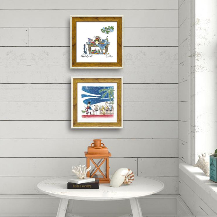 ルイ・シン アートフレーム グルメ キャット LS-03204 猫 動物 食べ物 アート おしゃれ 壁掛け 絵画 版画 額縁 アニマル イラスト