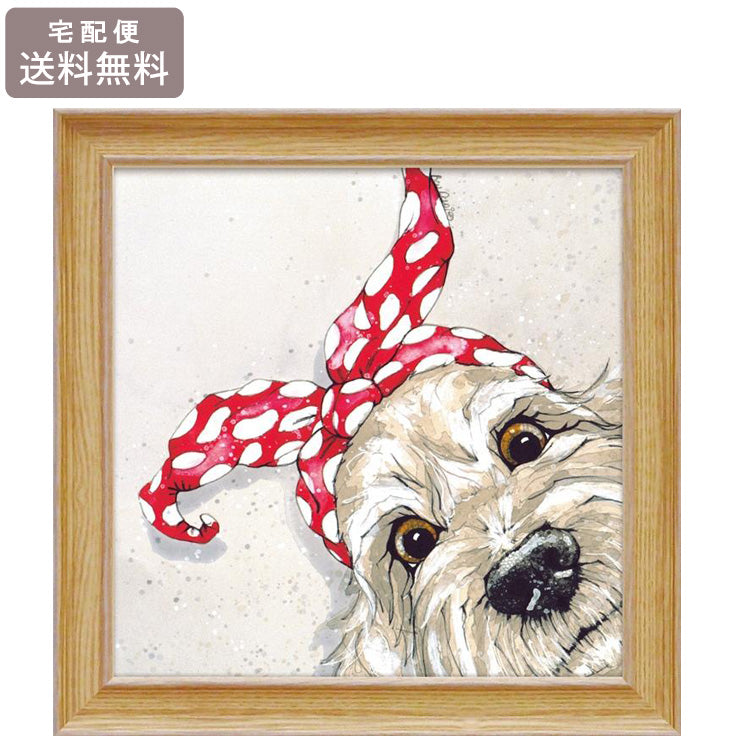 ベヴ・デイビス  ドッティ ドゥードル アートフレーム BD-09002 送料無料 犬 ドッグ アニマル 絵画 額装 壁掛け アートパネル ゲル加工 イギリス 女性作家