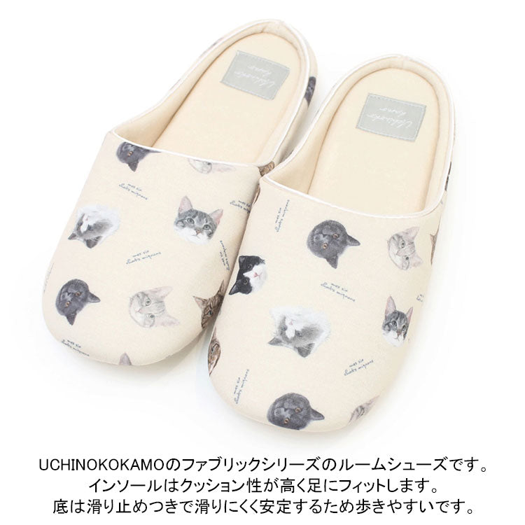 UCHINOKOKAMO ルームシューズ 704-165 定形外 送料無料 23.0～24.5cm スリッパ 滑り止め ねこ ネコ 猫 クッション性 かわいい