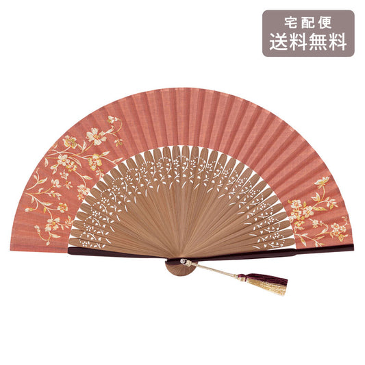 山二 寿恵廣 京都 扇子 紗羅 珊瑚 扇袋セット 桐箱入り 1334S メール便 送料無料 せんす レディース ギフト 暑さ対策 和装小物