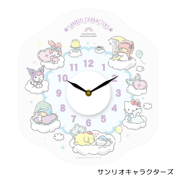 サンリオキャラクターズ ウォールクロック ステッカー 送料無料 WC-SRO サンリオ マイメロ クロミ ポムポムプリン シナモン キキララ ハローキティ 時計 壁 簡単設置 かわいい サンリオキャラクターズ