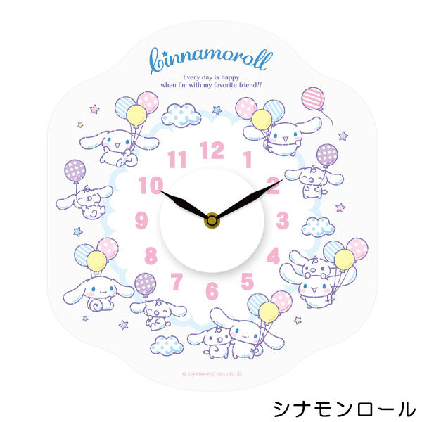 サンリオキャラクターズ ウォールクロック ステッカー 送料無料 WC-SRO サンリオ マイメロ クロミ ポムポムプリン シナモン キキララ ハローキティ 時計 壁 簡単設置 かわいい サンリオキャラクターズ