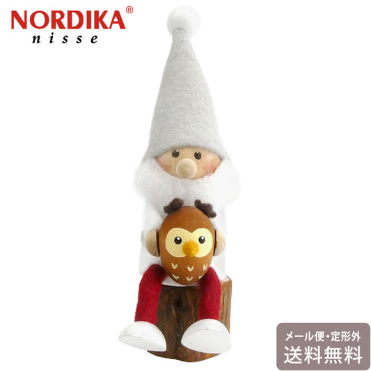 ノルディカニッセ フクロウを抱えたサンタ サイレントナイト NRD120610 サンタ ホワイト ノルディカ 定型外 送料無料 クリスマス 木製 人形