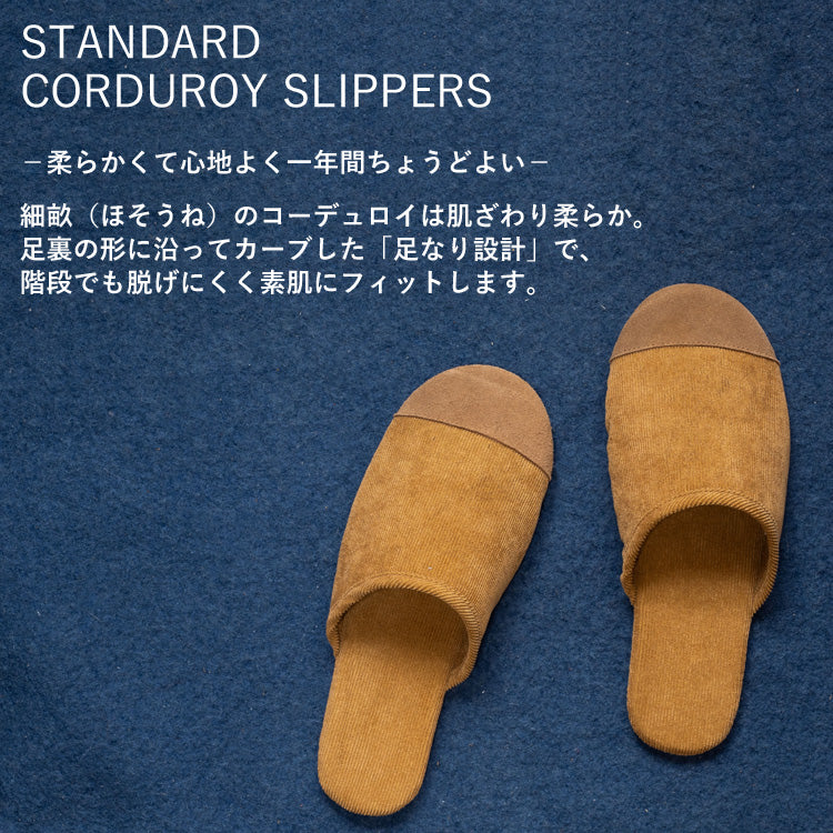 コーデュロイ スリッパ 室内 ルームシューズ 洗えるメール便 送料無料 丸洗い スエード 軽い 本革 柔らかい 軽量 静音 旅行 フィット 参観 ブラウンM(22.5～24.5)