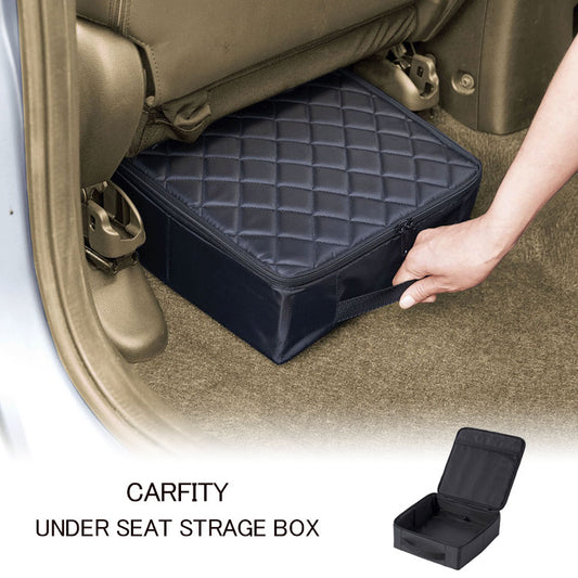 コジット CARFITY シート下収納ボックス カー用品 フットレスト 収納 ボックス ダブルファスナー 車収納 後部 座席