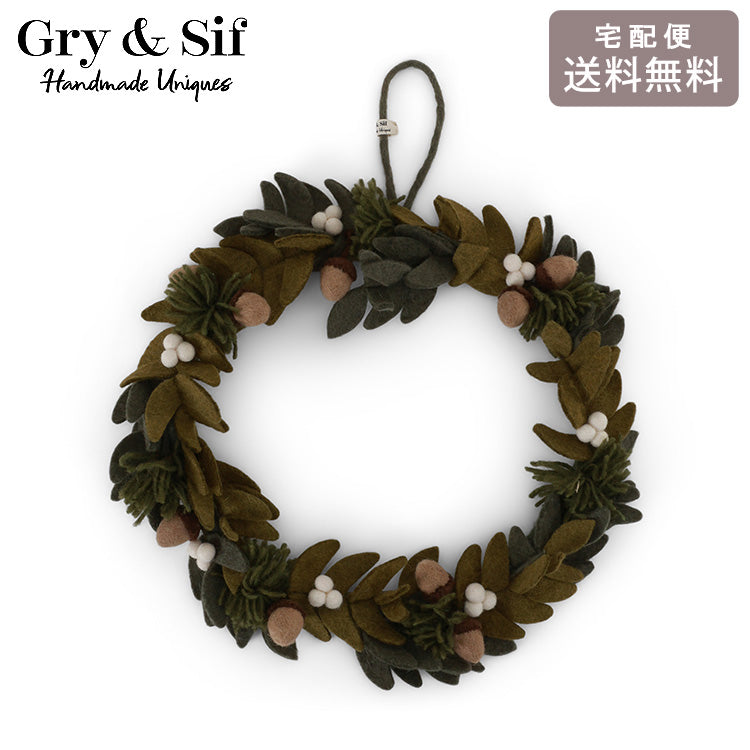 グライアンドシフ リース ドングリ ホワイトベリー クリスマス 玄関 インテリア 送料無料 EGF120573 ハンドメイド おしゃれ