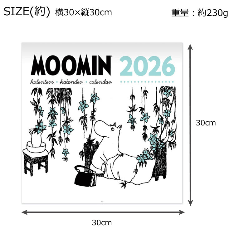 ムーミン カレンダー 2026 壁掛け PTK050771 プティンキ MOOMIN ムーミンカレンダー 2026年 30×30cm スクエア Putinki 月曜始まり 月曜 ウォールカレンダー