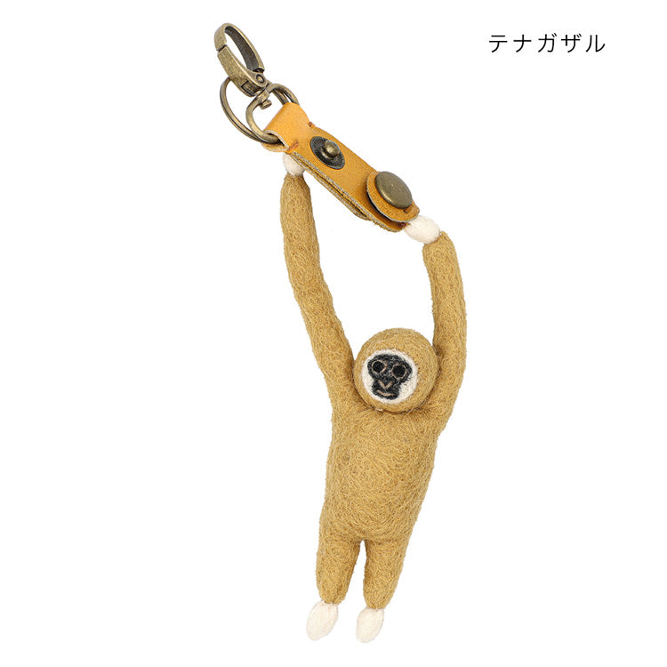 動物 グローブホルダー 手袋 ホルダー 定形外 送料無料 ネパールフェルト バッグチャーム 動物 ネコ サル シマエナガ アザラシ ハシビロコウ かわいい ふわふわトラネコ