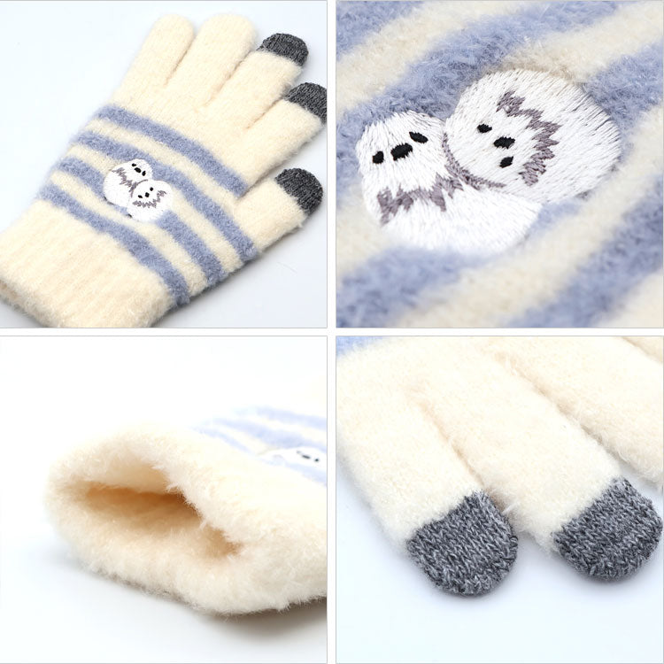 スマホ手袋 動物 アニマル 手袋 スマホ対応 定形外 送料無料 柴犬 レッサーパンダ シマエナガ ハリネズミ レディース ふわふわ 刺繍 シバイヌ