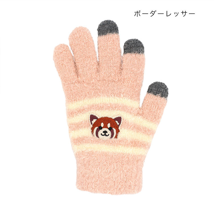 スマホ手袋 動物 アニマル 手袋 スマホ対応 定形外 送料無料 柴犬 レッサーパンダ シマエナガ ハリネズミ レディース ふわふわ 刺繍 シバイヌ
