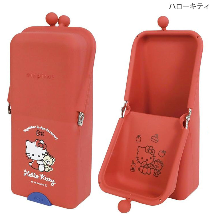 エアピタ クツワ サンリオ 筆箱 ペンケース 定形外 送料無料 SA006 ハローキティ ポチャッコ クロミ シナモロール ポーチ 小物入れ がま口 スマホスタンド 筆記用具ハローキティ