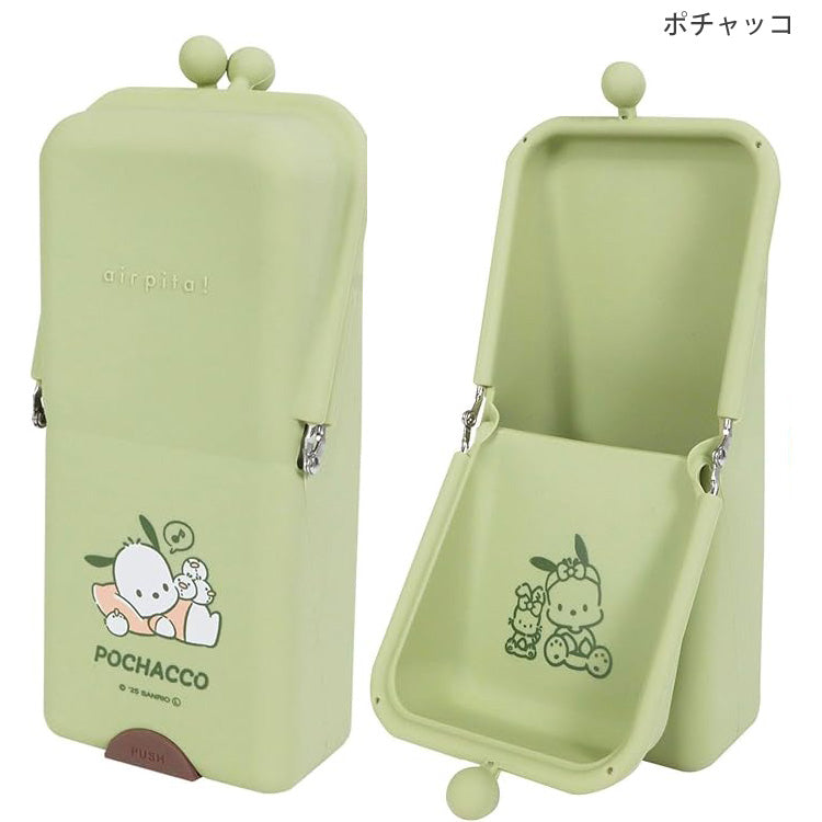 エアピタ クツワ サンリオ 筆箱 ペンケース 定形外 送料無料 SA006 ハローキティ ポチャッコ クロミ シナモロール ポーチ 小物入れ がま口 スマホスタンド 筆記用具ハローキティ
