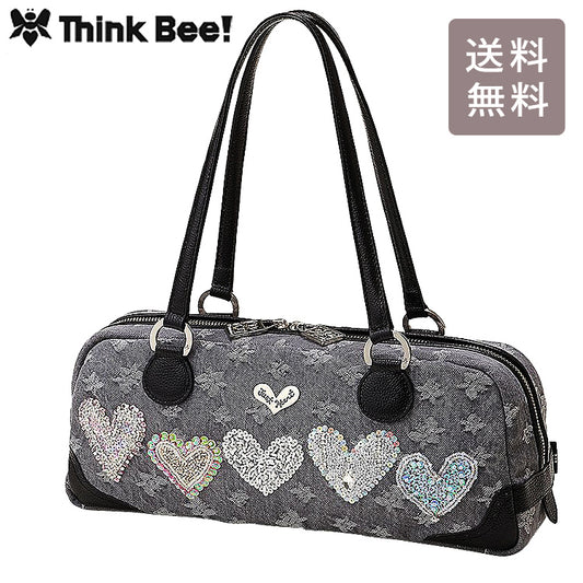 シンクビー ホワイトハート ミニ ボストンバッグ 手提げ A003246 送料無料 グレーデニム ハート 岡山デニム