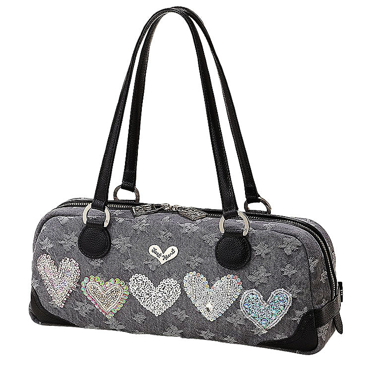 シンクビー ホワイトハート ミニ ボストンバッグ 手提げ A003246 送料無料 グレーデニム ハート 岡山デニム