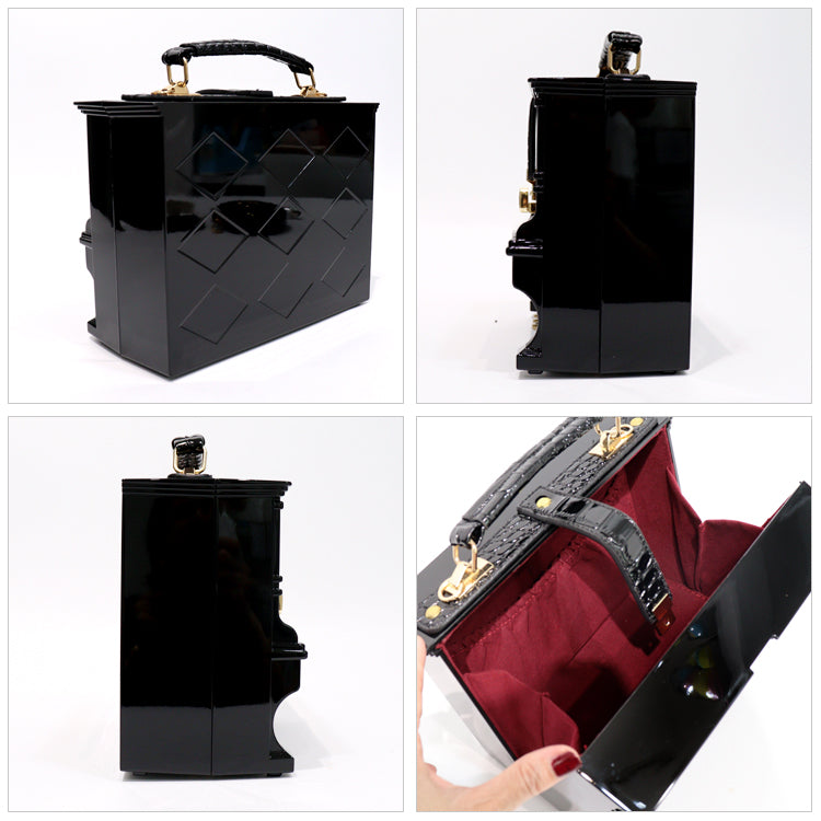 ピアノ バッグ 2202 ブラック ピアノ型 ハンドバッグ 送料無料 ショルダー ショルダーバッグクラシック 音楽 モード リアル