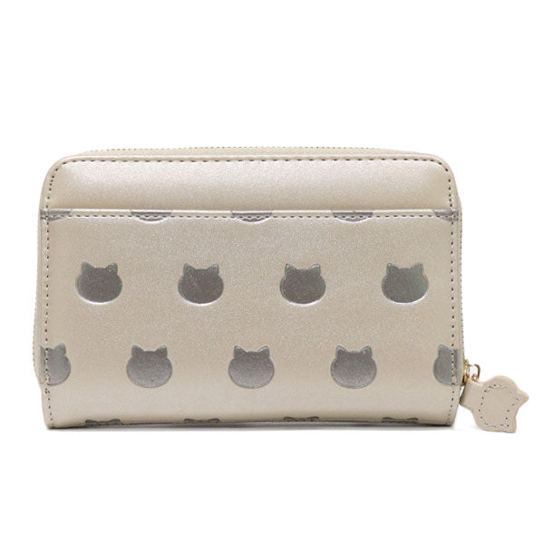 ねこねこぽこぽこ 2つ折り財布 定形外 送料無料  2つ折り 財布 合成皮革 ネコ 猫 型押し かわいい シンプル Wallet