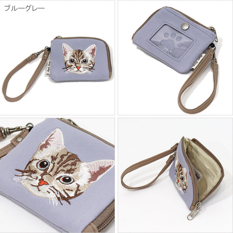 レガートラルゴ NEKO ネコ刺繍 リール付きパスケース 定形外