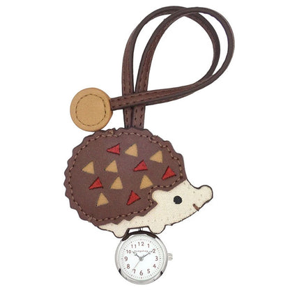 ハリネズミハングウォッチ ストラップ時計 定形外 送料無料 N02825A-6 ハリネズミ 時計 バッグチャーム キーホルダー アクセサリー ウォッチ クオーツ時計 かわいい レディース 学生 ブラウン