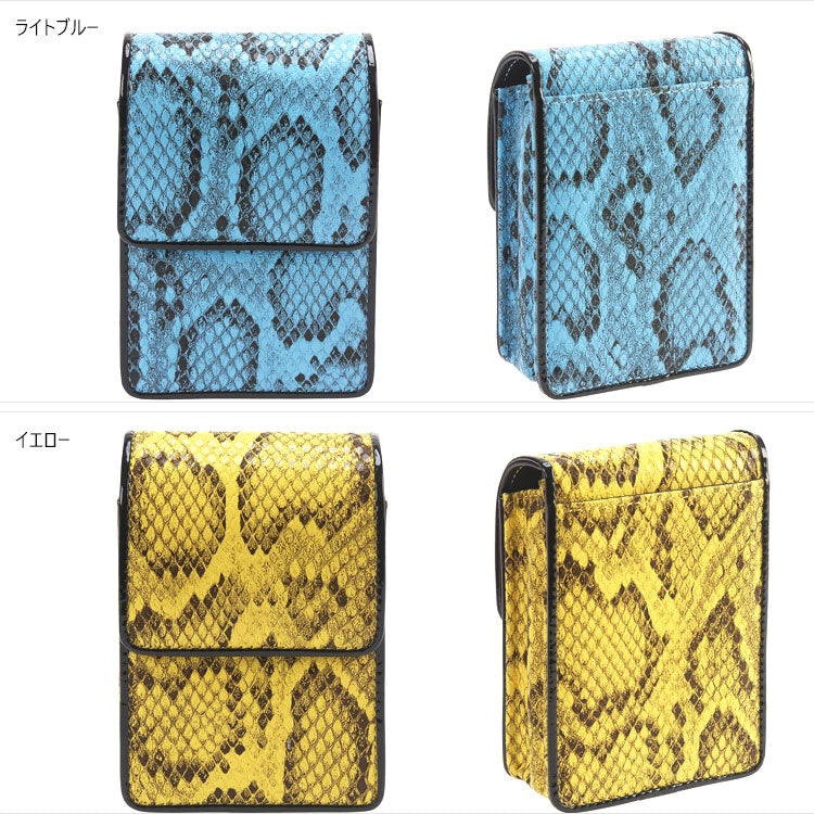 パイソンマグネットケース 20 100mm 定形外 送料無料 タバコケース 3-07057 蛇柄 ケース 坪田パール たばこケース レディース　カードポケット付き ギフト箱付きライトピンク