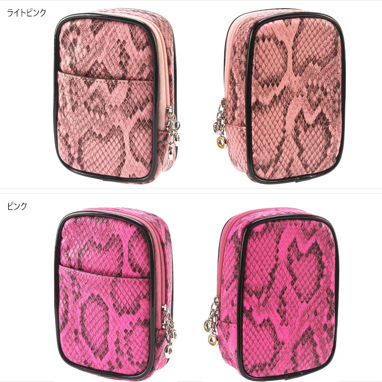 パイソンポーチ 20 100mm 定形外 送料無料 タバコケース シガレットケース 3-12657 蛇柄 ケース 坪田パール たばこケース レディース カードポケット付き ギフト箱付きライトピンク