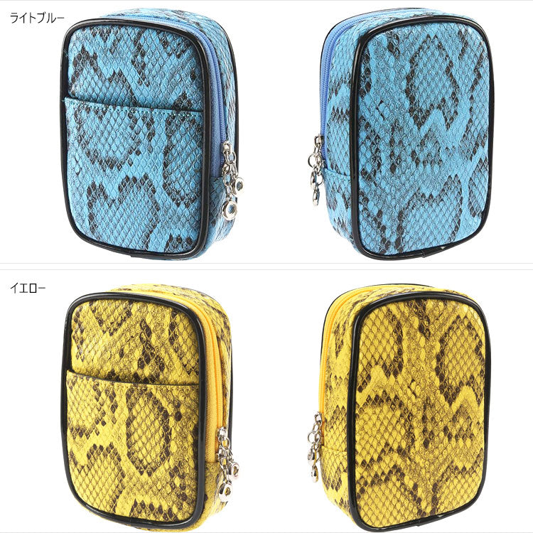 パイソンポーチ 20 100mm 定形外 送料無料 タバコケース シガレットケース 3-12657 蛇柄 ケース 坪田パール たばこケース レディース カードポケット付き ギフト箱付きライトピンク