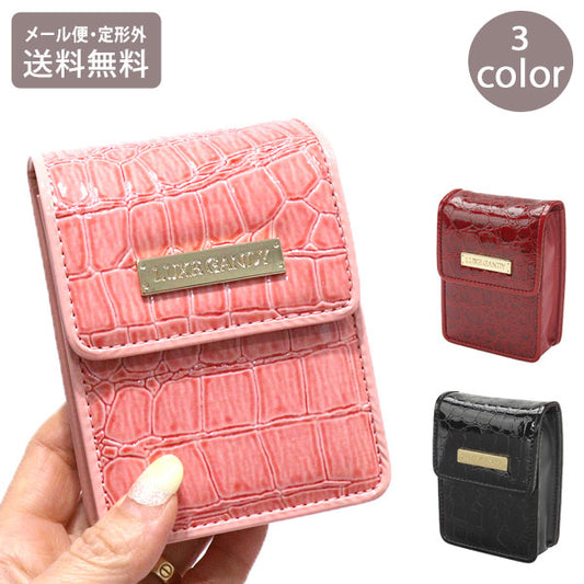 LCシャイニーケース 20 100mm 定形外 送料無料 タバコケース シガレットケース 3-07056 蛇柄 ケース 坪田パール たばこケース レディース　ギフト箱付きブラック