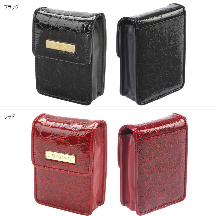 LCシャイニーケース 20 100mm 定形外 送料無料 タバコケース シガレットケース 3-07056 蛇柄 ケース 坪田パール たばこケース レディース　ギフト箱付きブラック