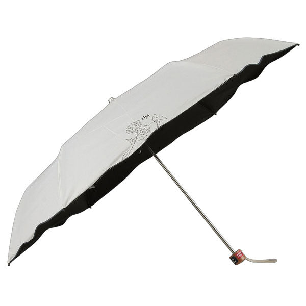 ハナエモリ 晴雨兼用折傘 54cm 送料無料 定形外 27072-72 折りたたみ傘 雨傘 日傘 遮光 遮熱 UV UVカット 日焼け対策 ワンポイントデザイン シンプル ブラック