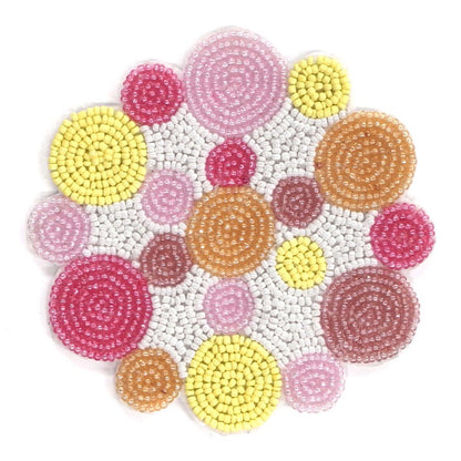 ガラスビーズコースター バブル 同色4枚セット メール便 KI058283 コースター ビーズ ガラス かわいい カラフル ポップ キッチン雑貨 インテリア ピンクミックス