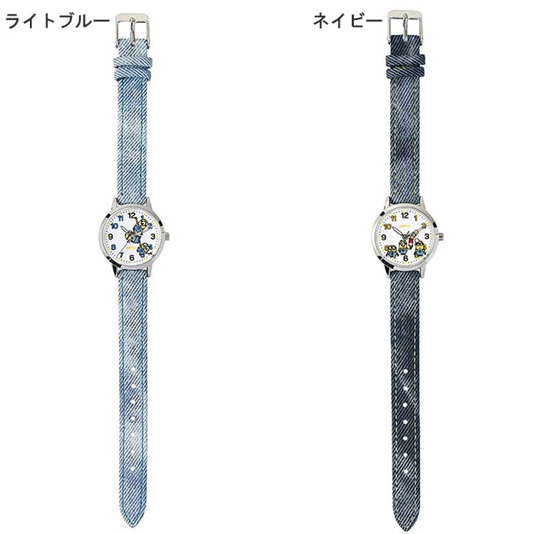 ミニオンズ 腕時計 デニム生地 定形外 送料無料 MIN002 ケビン ボブ スチュアート ティム レディース キッズ 仕事 ビジネス かわいいライトブルー
