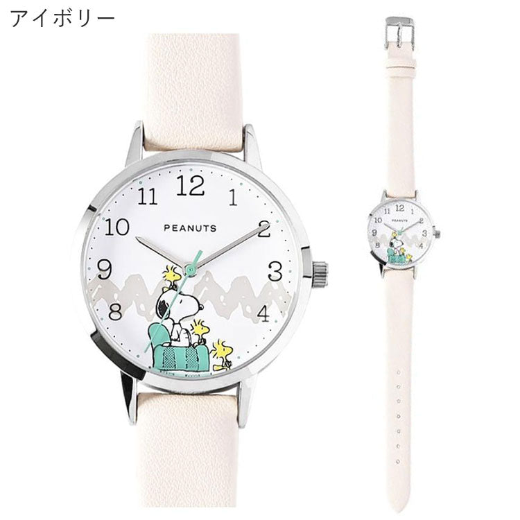 スヌーピー 腕時計 カジュアルレザー ウォッチ Y  PNT054 定形外 送料無料 ピーナッツ レディース 時計 クウォーツ 合皮ベルト シンプル おしゃれアイボリー