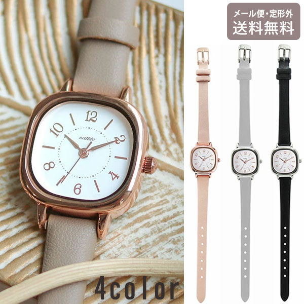 腕時計 レディース スターク スクエアウォッチ GY098 定形外 送料無料 時計 スクエアケース 四角 革ベルト ニュアンスカラー シンプル おしゃれ かわいい 通学 通勤 ギフトピンク