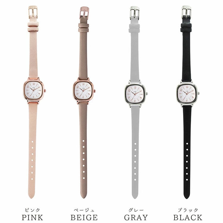 腕時計 レディース スターク スクエアウォッチ GY098 定形外 送料無料 時計 スクエアケース 四角 革ベルト ニュアンスカラー シンプル おしゃれ かわいい 通学 通勤 ギフトピンク