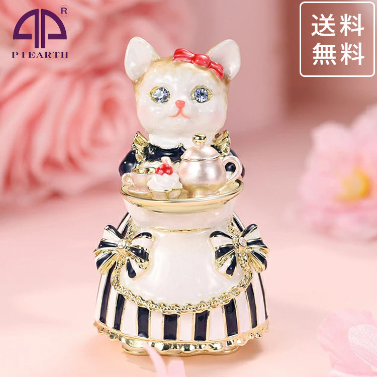 ルル・キャンディ ティータイム 送料無料 ピィアース ルル EX632-1 ジュエリーケース 猫 ネコ ねこ ジュエリーボックス 宝石箱 ギフト ドレス クリスタル