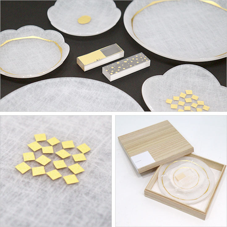 送料無料 toumei ウエディングギフトセット A-01 まめ皿 箸置き 箔 金箔 プレート まめ皿 箸置き テーブルウェア