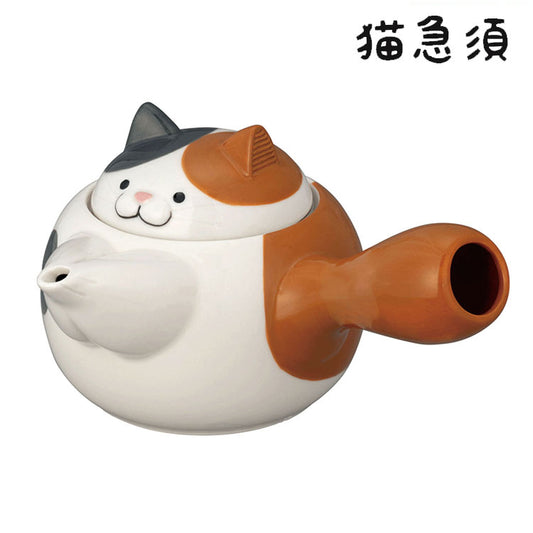 猫急須 猫 みけ 急須 デコレ MG-38593 ネコ キャット 陶器 お茶 食器 ブラウン デコレ