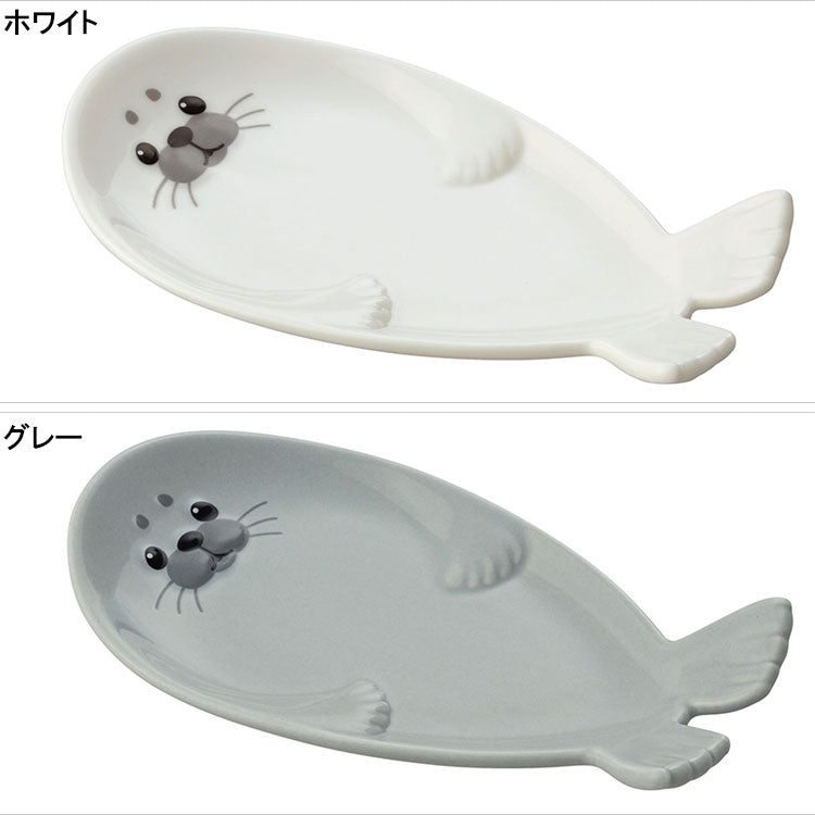 デコレ アザラシ 小皿 同色3枚セット MG-29023 アザラシカフェ 食器 ミニ皿 キッチン雑貨 かわいい ギフト ホワイト