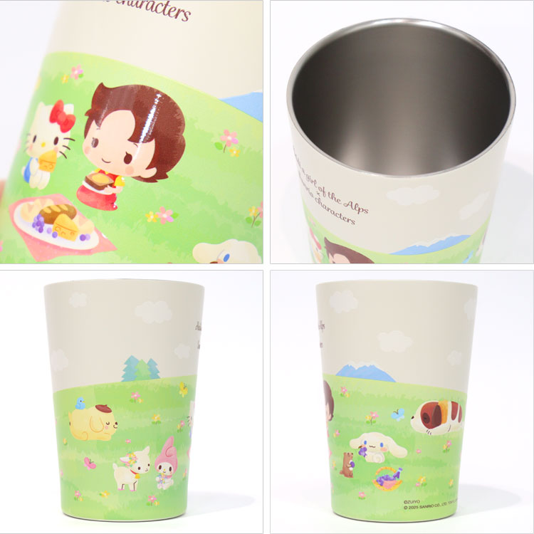 サンリオキャラクターズ × ハイジ 2way 真空二重タンブラー 450ml 813-002 定形外 送料無料 タンブラー ドリンクホルダー サンリオ ハロー キティ マイメロ シナモン ポムポムプリン アルプスの少女ハイジ ユキちゃん ヨーゼフ 真空二重 保冷保温 軽量 学校 オフィス