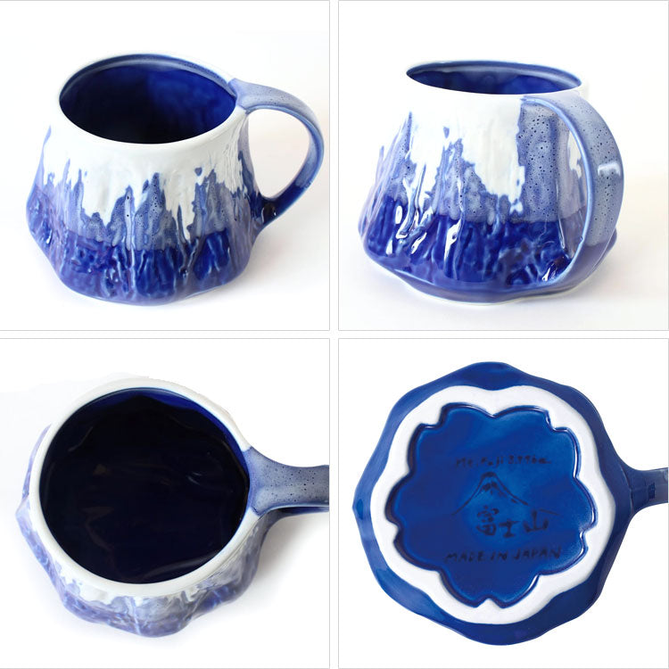 美濃焼 富士マグ 富士山 マグカップ マグ 日本 JAPAN コップ 赤富士 青富士 西庵窯 日本製 食器 陶器 ギフト プレゼント青富士（ブルー）